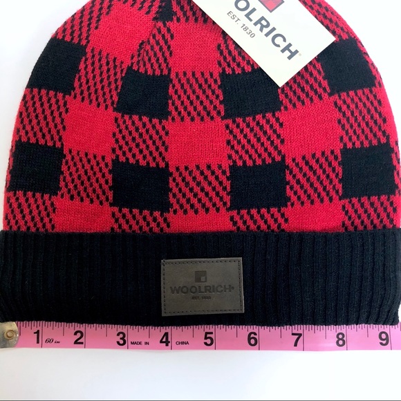 NWT Woolrich Red Buffalo Check Knit Hat - Picture 5 of 5